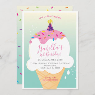 INVITE retro-ijs-crème-kuit KIDS BIRTHDAY Kaart