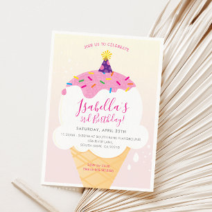 INVITE retro-ijs-crème-kuit KIDS BIRTHDAY Kaart