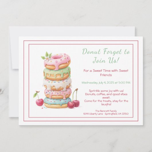 Invite to a Sweet Donut Party Colorful Celebration Kaart (Voorkant)