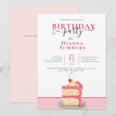 INVITE VAN DE GROTE DAG, PINK CAKE ART KAART (Voorkant / Achterkant)
