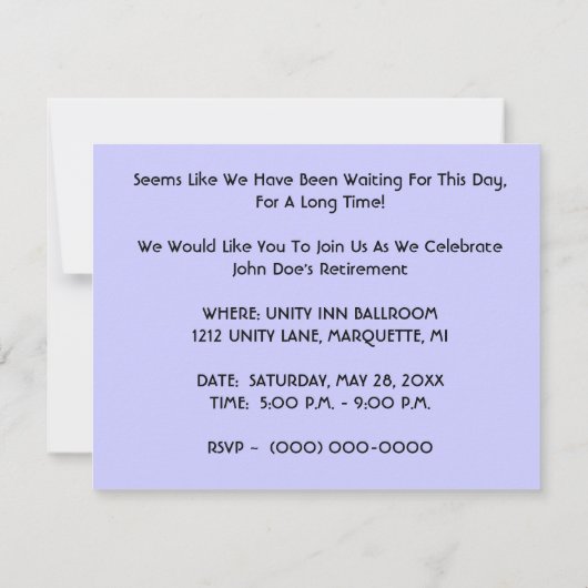 INVITE VAN GR8 RETRO B&W RETIREMENT PARTY INVITATI KAART (Achterkant)