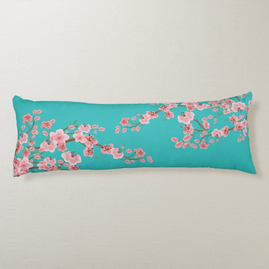 Inviting Cherry Blossom Garden Lichaamskussen (Achterkant)