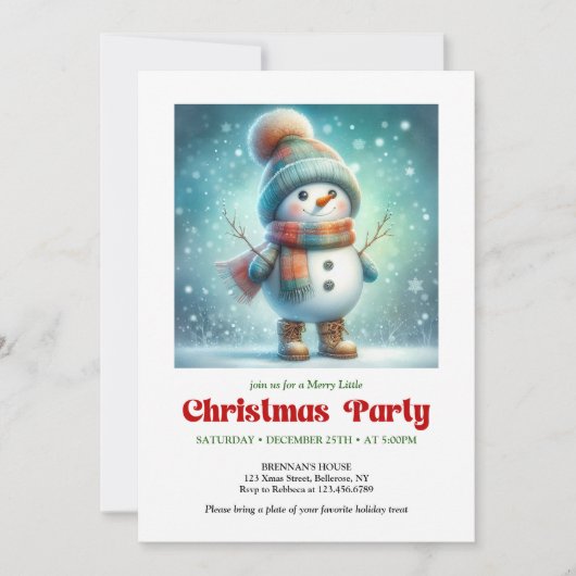 Inviting funny snowman invite holiday editable kaart (Voorkant)