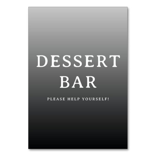 Inviting Grayscale Minimalist Dessert Bar Sign Kaart (Voorkant)