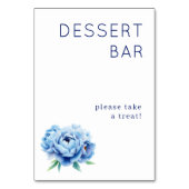Inviting Navy Floral Dessert Sign Kaart (Achterkant)
