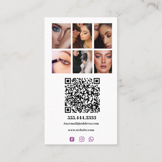 Invloed, minimalistische social media make-up arti visitekaartje (Achterkant)