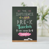 Invloed van een goede leerkracht voor het eerst in bedankkaart (Staand voorkant)