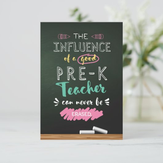 Invloed van een goede leerkracht voor het eerst in bedankkaart (Staand voorkant)