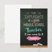 Invloed van een leraar in het middelbare onderwijs bedankkaart (Voorkant / Achterkant)