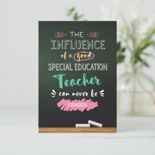 Invloed van een leraar voor goed speciaal onderwij bedankkaart (Staand voorkant)
