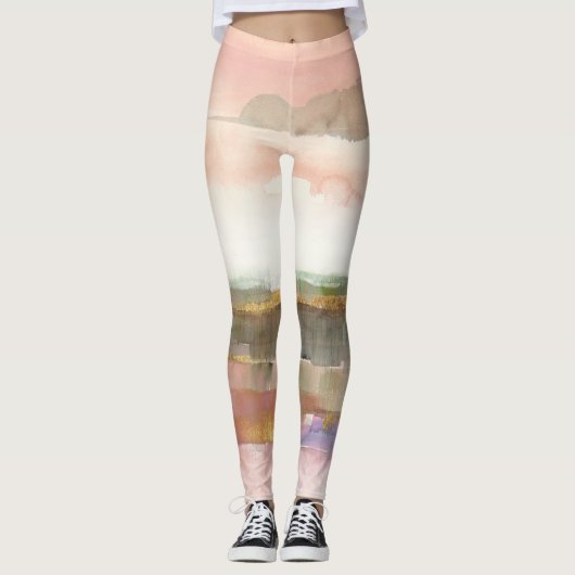 Invloed van Lijn en Kleur Goud Gewas Leggings (Voorkant)