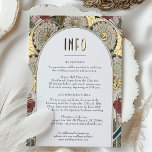 Invoegen INFO Blauwgroen Goud  Art Nouveau Folie Feestdagen Briefkaart<br><div class="desc">Art Nouveau Vintage bruiloft INFO-kaart van Alphonse Mucha in een floreel, romantisch en grillig ontwerp. Victoriaans bloei vult klassieke art decofonts aan. Voer je aangepaste gegevens in en je bent klaar. Als u het ontwerp verder wilt wijzigen, klikt u op de blauwe knop "Aanpassen". Hartelijk dank voor uw aandacht voor...</div>