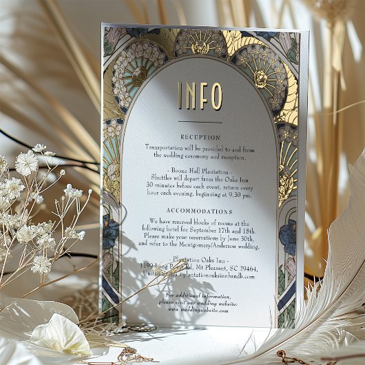 Invoegen INFO Navy Blue Gold  Art Nouveau Folie Feestdagen Briefkaart