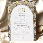 Invoegen INFO Navy Blue Gold  Art Nouveau Folie Feestdagen Briefkaart<br><div class="desc">Art Nouveau Vintage bruiloft INFO-kaart van Alphonse Mucha in een floreel, romantisch en grillig ontwerp. Victoriaans bloei vult klassieke art decofonts aan. Voer je aangepaste gegevens in en je bent klaar. Als u het ontwerp verder wilt wijzigen, klikt u op de blauwe knop "Aanpassen". Hartelijk dank voor uw aandacht voor...</div>