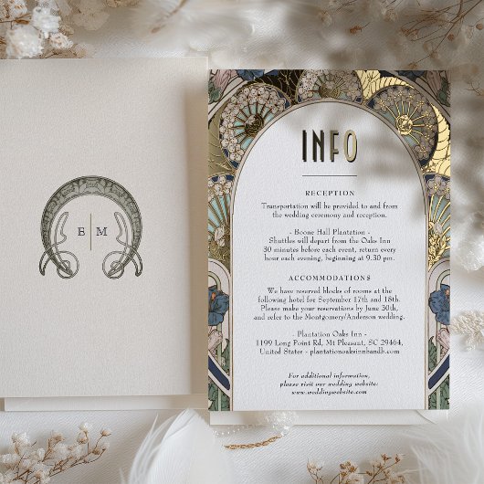 Invoegen INFO Navy Blue Gold  Art Nouveau Folie Feestdagen Briefkaart