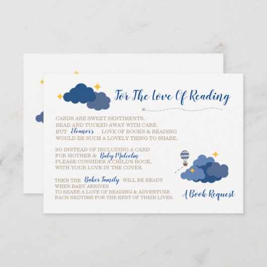 Invoegsel van de Uitnodiging van het baby shower - (Voorkant / Achterkant)