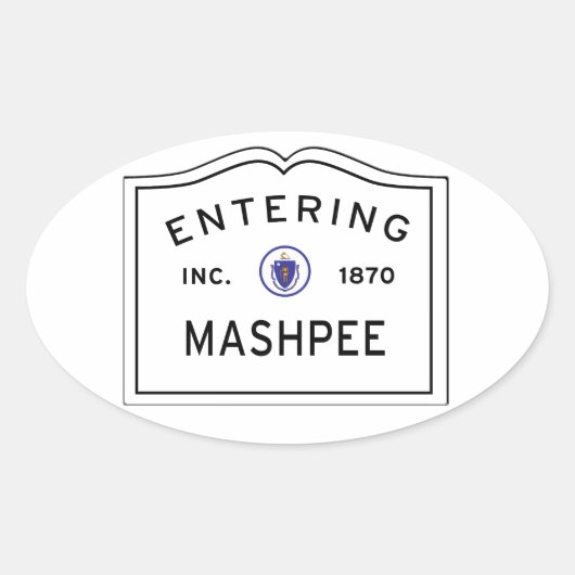 Invoer van Mashpee MA, Cape Cod Town teken Ovale Sticker (Voorkant)