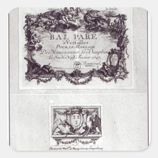 Invoerbiljet voor de bal in Versailles Vierkante Sticker (Voorkant)