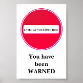 invoeren op je eigen risico poster (Voorkant)