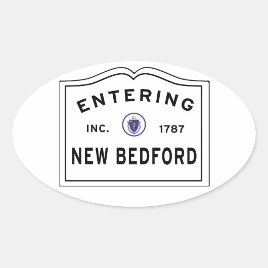 Invoeren van New Bedford MA Sign Ovale Sticker (Voorkant)