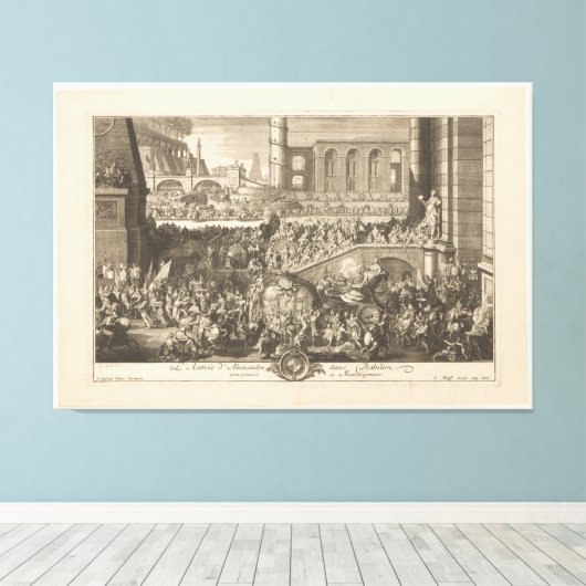 Invoering van Alexander de Grote in Babylon. Canvas Afdruk (Insitu (Houten vloer))