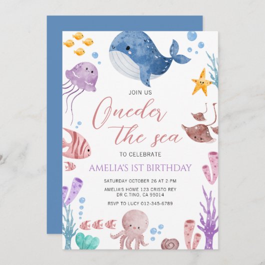 Invoering van het Zee van de eerste verjaardag ond Kaart (Voorkant / Achterkant)