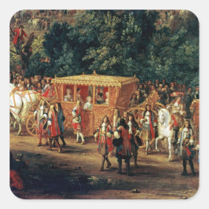Invoering van Louis XIV en Maria Theresa in Vierkante Sticker