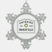 Invoering van Massachusetts Town Wakefield Tin Sneeuwvlok Ornament (Voorkant)