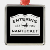 Invoering van Nantucket Est. 1659 Inloggen in zwar Metalen Ornament (Voorkant)