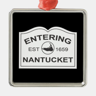 Invoering van Nantucket Est. 1659 Inloggen in zwar Metalen Ornament