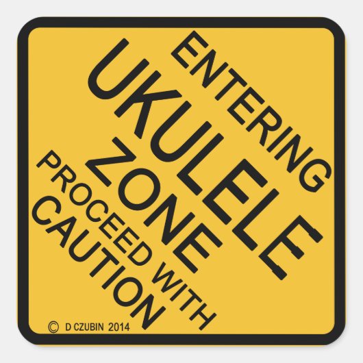 Invoering van Ukulele Zone Vierkante Sticker (Voorkant)
