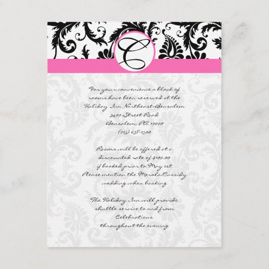 Invoerkaarten - Roze pijlrand - sierstrip Informatiekaartje (Achterkant)