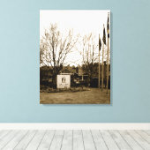 Invoerteken en Uitzicht bagage Canvas Afdruk (Insitu (Houten vloer))