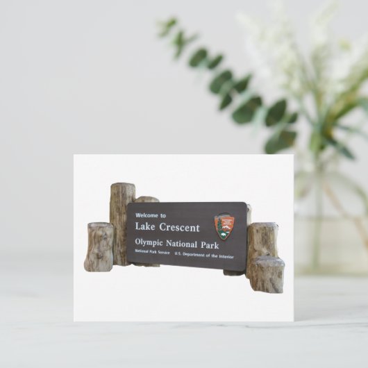 Invoerteken van het olympisch park bij het meer va briefkaart (Staand voorkant)