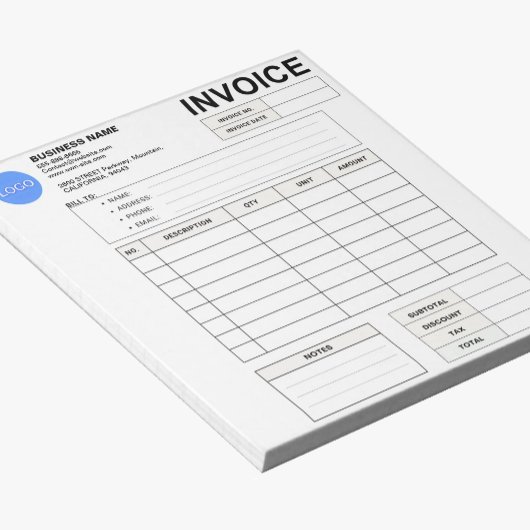 Invoice Order Form & Custom Small Business Logo Notitieblok
