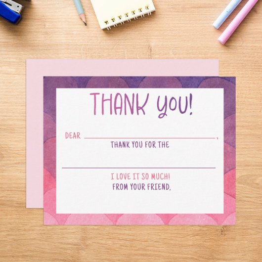 Invul Zeemeermin-waterkleurnaamkaart Bedankkaart