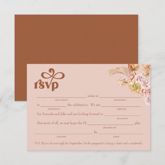 Invulling-aanvraag met liedverzoek RSVP bijlage Kaart (Voorkant / Achterkant)