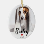 inweefsel | Sweet Red Heart met Honden Foto en Naa Keramisch Ornament (Rechts)