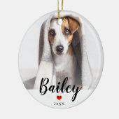 inweefsel | Sweet Red Heart met Honden Foto en Naa Keramisch Ornament (Links)