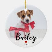 inweefsel | Sweet Red Heart met Honden Foto en Naa Keramisch Ornament (Achterkant)