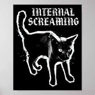 Inwendig krijsende zwarte kat kattenangst goth poster