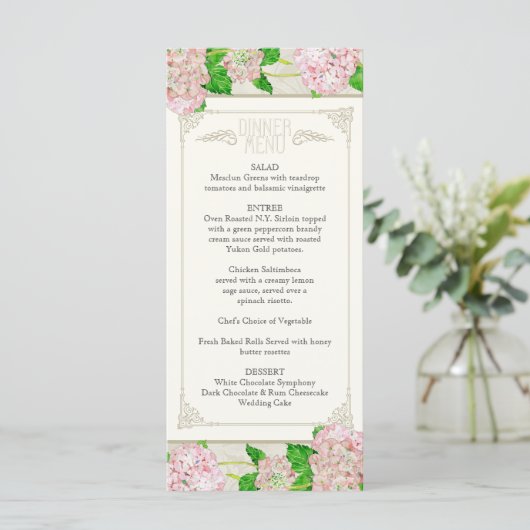 Inwendige menu Roze hydrangea Floral Formele kant (Staand voorkant)