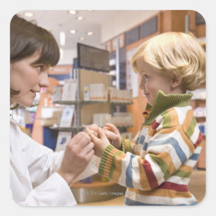 inwendige schoten van een apotheek vierkante sticker