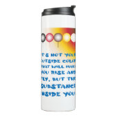 Inwendige substantie van een externe kleur thermosbeker (Gedraaid links)