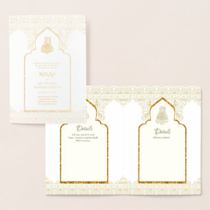 INZAKE EEN REAL Gold Foil Islamic Wedding Invitati Folie Kaarten