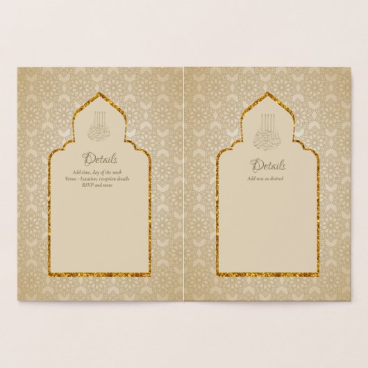 INZAKE EEN REAL Gold Foil Islamic Wedding Invitati Folie Kaarten (Binnen)