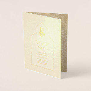 INZAKE EEN REAL Gold Foil Islamic Wedding Invitati Folie Kaarten