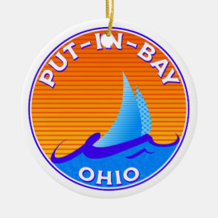 Inzet in het meer van Ohio Erie Sailing Boating Keramisch Ornament