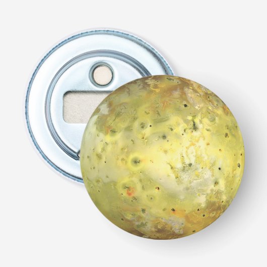 Io Vulkanische Maan van Jupiter Button Flesopener (Voorkant)