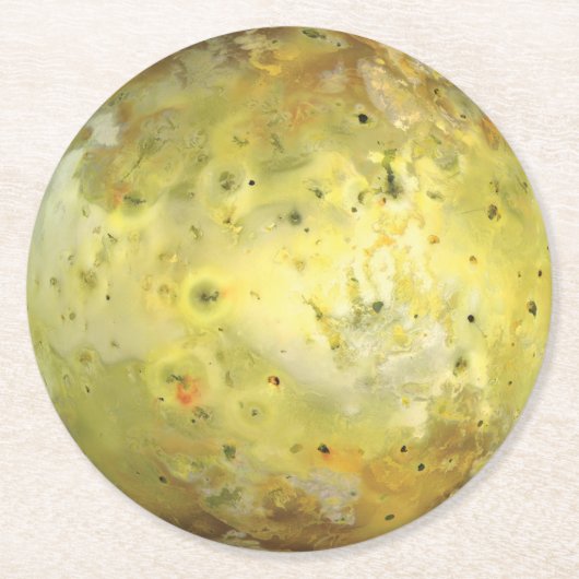 Io Vulkanische Maan van Jupiter Ronde Kartonnen Onderzetter (Voorkant)